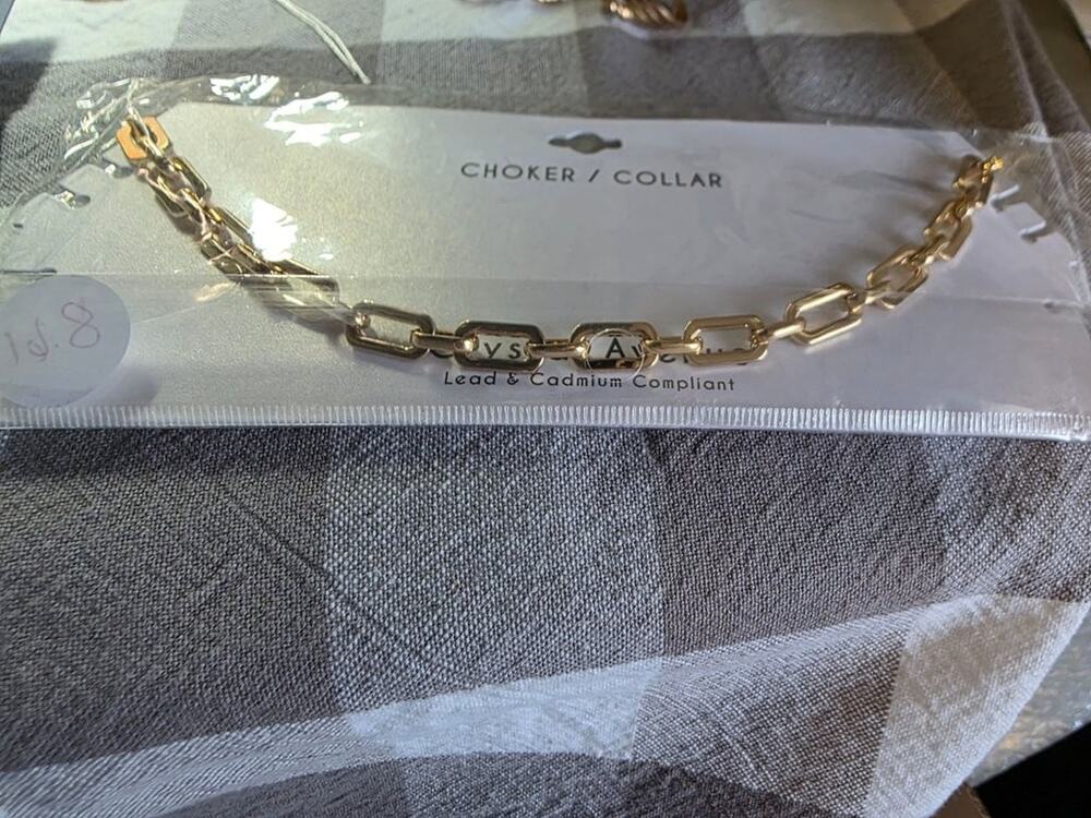 Crystal Avenue Gold-Tone Chain Link Choker Necklace